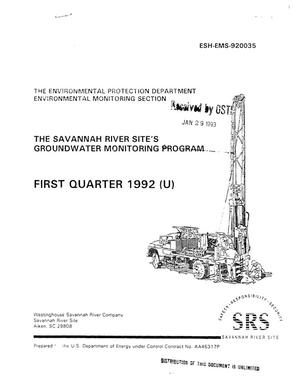 The Savannah River Site`s Groundwater Monitoring Program. First quarter 1992