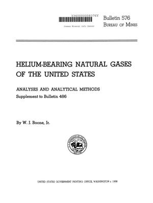 Helium-Bearing Natural Gases of the United States: Analyses and Analytical Methods, Supplement to Bulletin 486