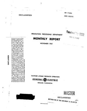 Irradiation Processing Department monthly report, November 1961