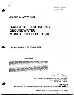 Primary view of object titled 'H-Area Seepage Basins groundwater monitoring report. Second quarter 1992'.