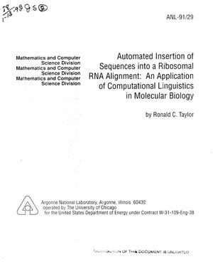 Primary view of object titled 'Automated insertion of sequences into a ribosomal RNA alignment: An application of computational linguistics in molecular biology'.