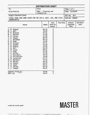 Fiscal year 1995 work scope for the 222-S, WSCF, 325, and Litco Laboratories