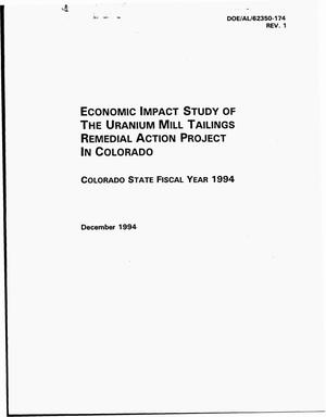 Economic Impact Study of the Uranium Mill Tailings Remedial Action Project in Colorado: Colorado State Fiscal Year 1994. Revision 1