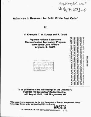 Advances in research for solid oxide fuel cells
