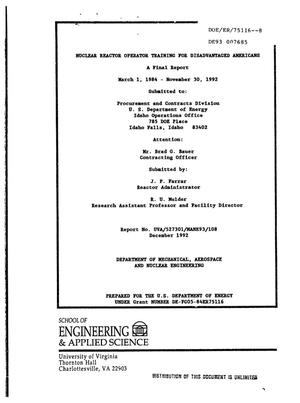 Nuclear reactor operator training for disadvantaged Americans. Final report, March 1, 1984--November 30, 1992
