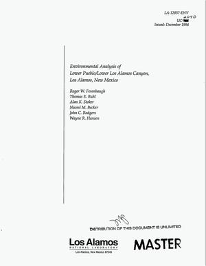 Environmental analysis of Lower Pueblo/Lower Los Alamos Canyon, Los Alamos, New Mexico