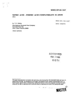 Nitric acid-formic acid compatibility in DWPF