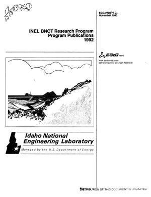INEL BNCT Research Program, Program publications 1992