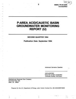P-Area Acid/Caustic Basin groundwater monitoring report, second quarter 1994