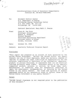 Primary view of object titled 'Interdisciplinary study of reservoir compartments. Quarterly technical progress report, July 1, 1994--September 30, 1994'.