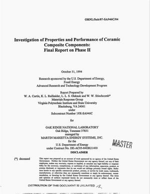 Investigation of properties and performance of ceramic composite components. Final report on Phase 2