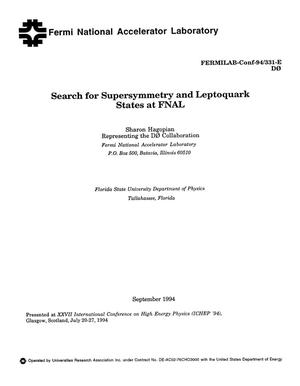 Search for supersymmetry and leptoquark states at FNAL