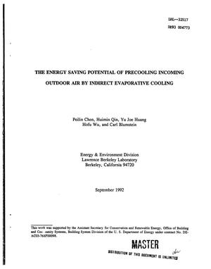 The Energy Saving Potential of Precooling Incoming Outdoor Air by Indirect Evaporative Cooling