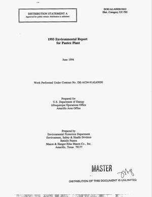 Environmental report for Pantex Plant, 1993