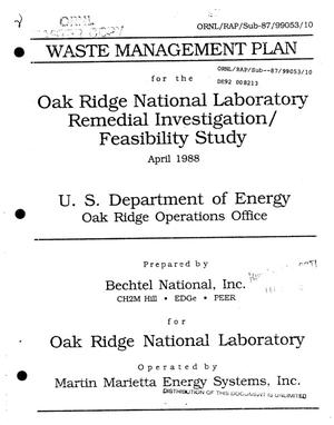 Waste Management Plan for the Oak Ridge National Remedial Investigation/Feasibility Study