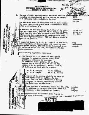 Redox Committee: Conference notes and recommendations, meeting of June 23, 1949