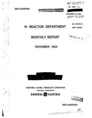 N-Reactor Department monthly report, November 1964