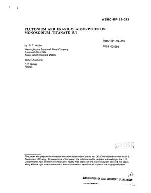 Plutonium and uranium adsorption on monosodium titanate