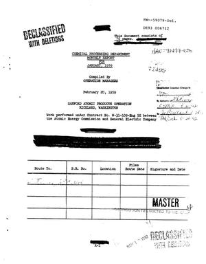Chemical Processing Department Monthly Report: January 1959