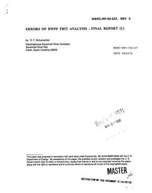 Errors of DWPF Frit analysis. Final report