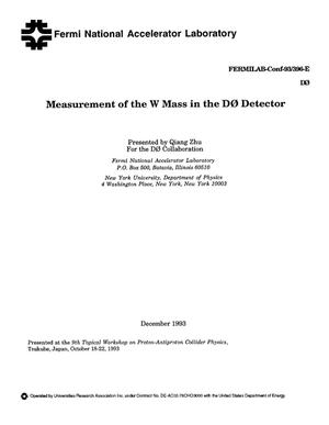 Measurement of the W mass in the D0 detector