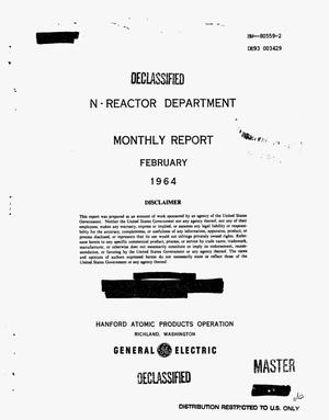 N-Reactor Department monthly report, February 1964
