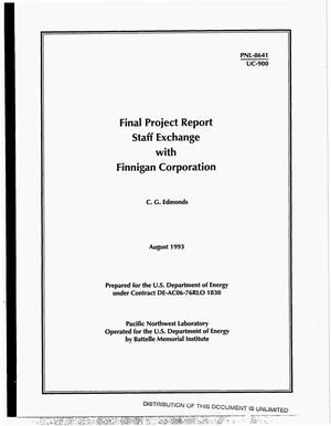 Final project report, staff exchange with Finnigan Corporation