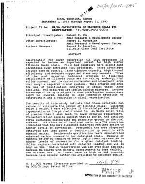 Na/Ca catalyzation of Illinois coals for gasification. Final technical report, September 1, 1992--August 31, 1993