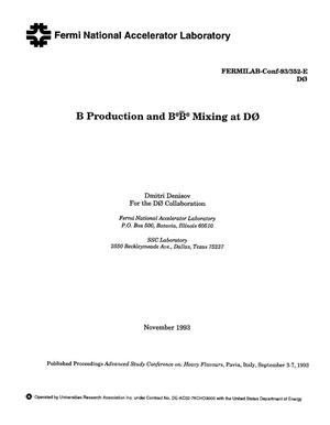 B production and B{sup 0}{bar B}{sup 0} mixing at D0