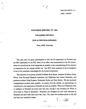 Collider physics. Progress report, FY 1991