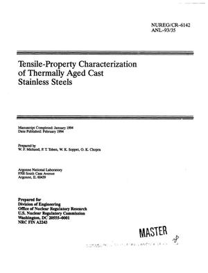 Tensile-property characterization of thermally aged cast stainless steels