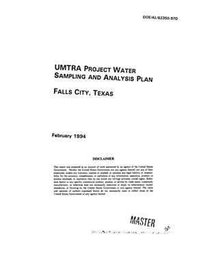 Primary view of object titled 'UMTRA Project Water Sampling and Analysis Plan, Falls City, Texas'.