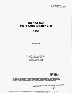 Oil and gas field code master list 1994