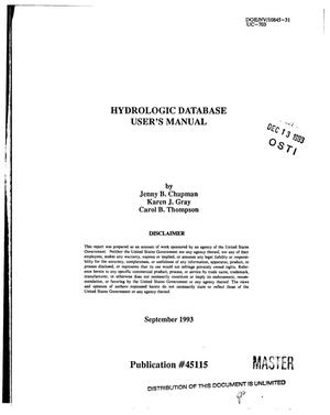 Hydrologic database user`s manual
