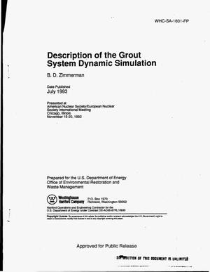 Description of the grout system dynamic simulation