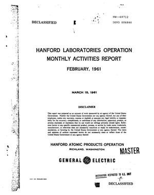 Primary view of object titled 'Hanford Laboratories Operation Monthly Activities Report: February 1961'.
