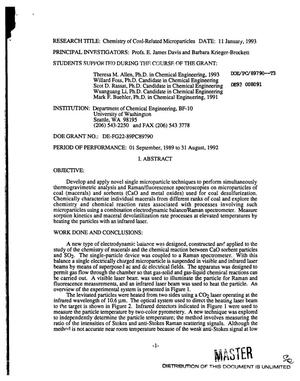Chemistry of coal-related microparticles. [Final report], 1 September 1989--31 August 1992