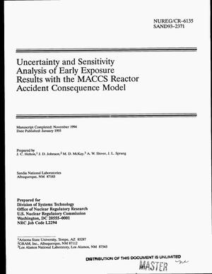 Uncertainty and sensitivity analysis of early exposure results with the MACCS Reactor Accident Consequence Model
