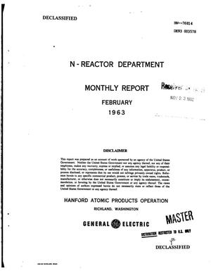N-Reactor Department monthly report, February 1963