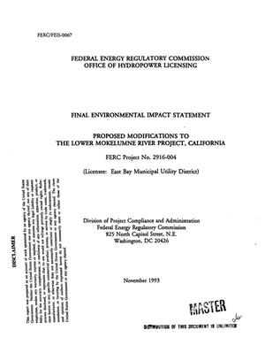 Proposed modifications to the Lower Mokelumne River Project, California: FERC Project No. 2916-004. Final environmental impact statement