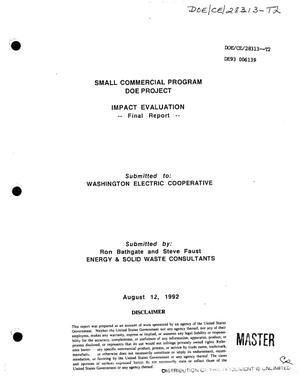 Small Commercial Program DOE Project: Impact evaluation. Final report