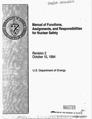 Manual of functions, assignments, and responsibilities for nuclear safety: Revision 2