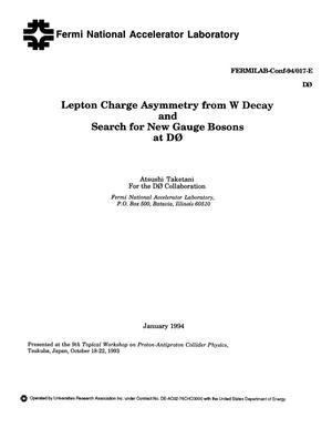 Lepton charge asymmetry from W decay and search for new gauge bosons at D0
