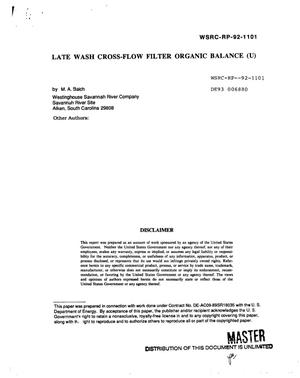 Late wash cross-flow filter organic balance