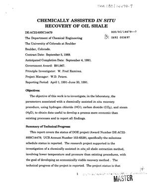Primary view of object titled 'Chemically Assisted in Situ Recovery of Oil Shale. Technical Progress Report, April 1, 1991--June 30, 1991'.