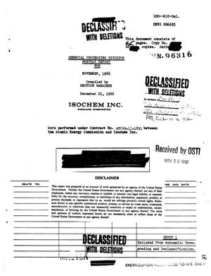 Chemical Processing Division monthly report, November 1966