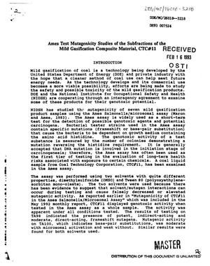 Ames test mutagenicity studies of the subfractions of the mild gasification composite material, CTC No. 11. [Quarterly report, July--September 1992]