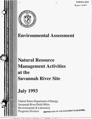 Natural resource management activities at the Savannah River Site. Environmental Assessment