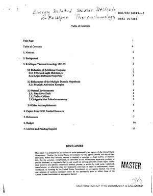 [Energy Related Studies Utilizing K-Feldspar Thermochronology]. Progress Report, 1991--1992