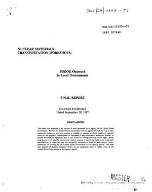 Nuclear materials transportation workshops: USDOE outreach to local governments. Final report